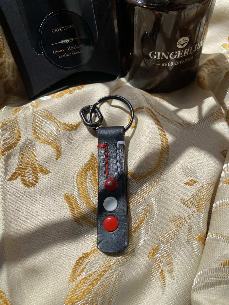 Fathers Day Football mad keyring gift. Bespoke Italian leather Handmade