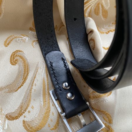 Italian unisex black italian leather belt with Laramie silver plated floral western buckle