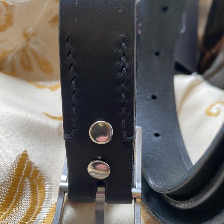 Italian unisex black italian leather belt with Laramie silver plated floral western buckle