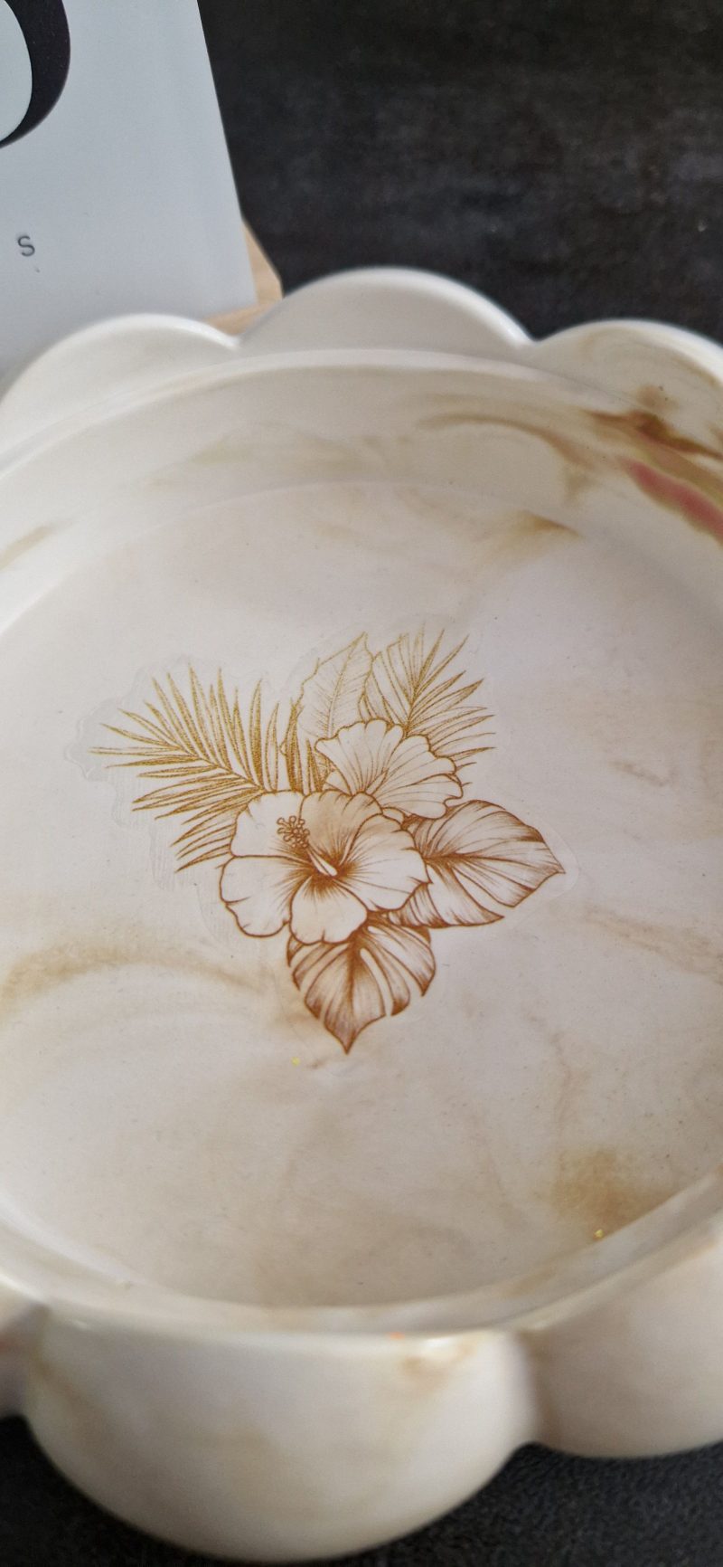 Decorative marble effect ceramic bowl