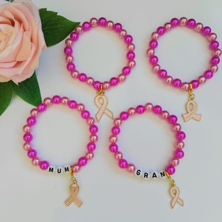 Personalised Cancer Bracelets, Personalised Pearl Stretch Bracelet,Various Sizes