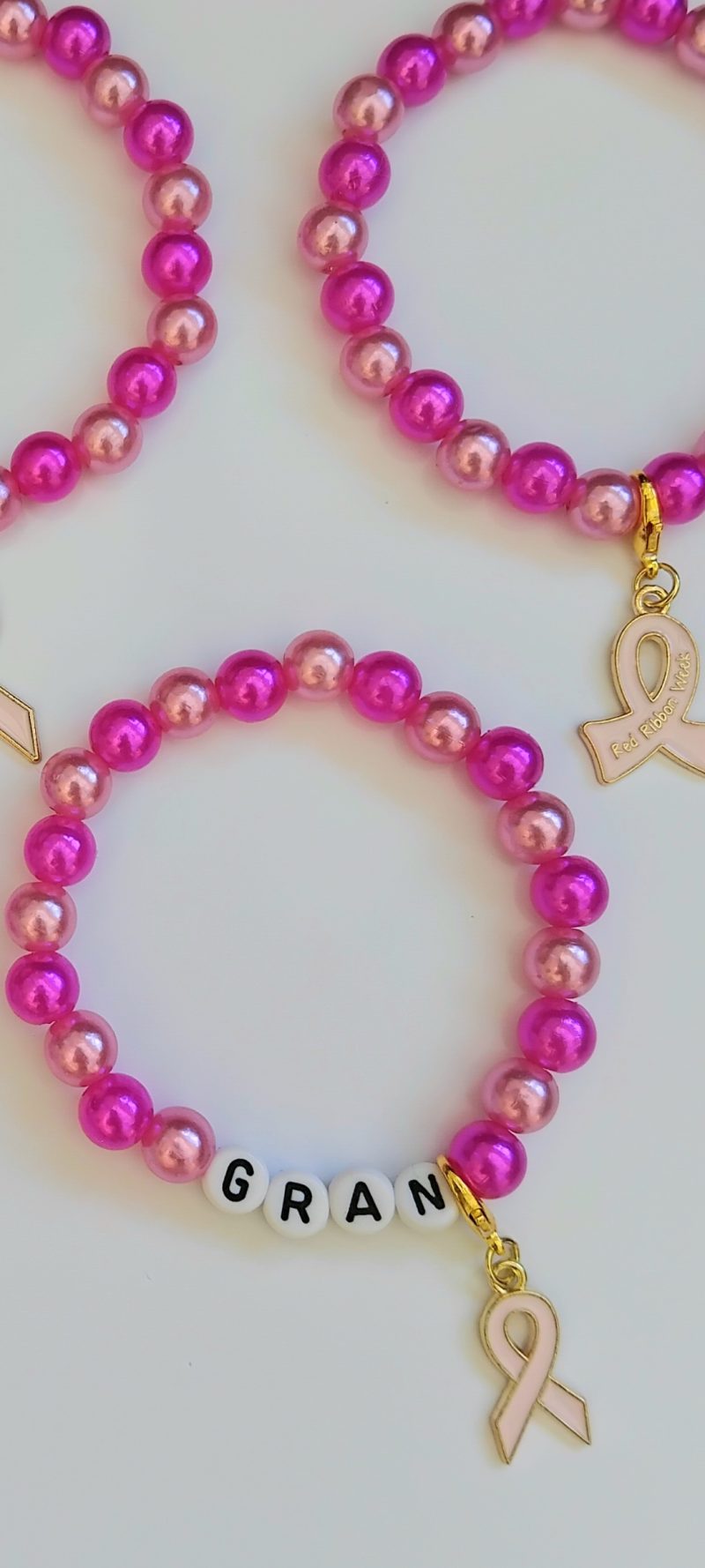 Personalised Cancer Bracelets, Personalised Pearl Stretch Bracelet,Various Sizes