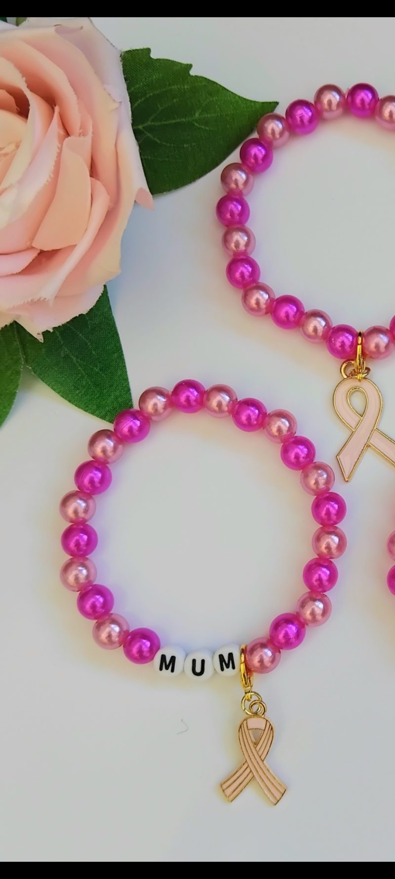 Personalised Cancer Bracelets, Personalised Pearl Stretch Bracelet,Various Sizes