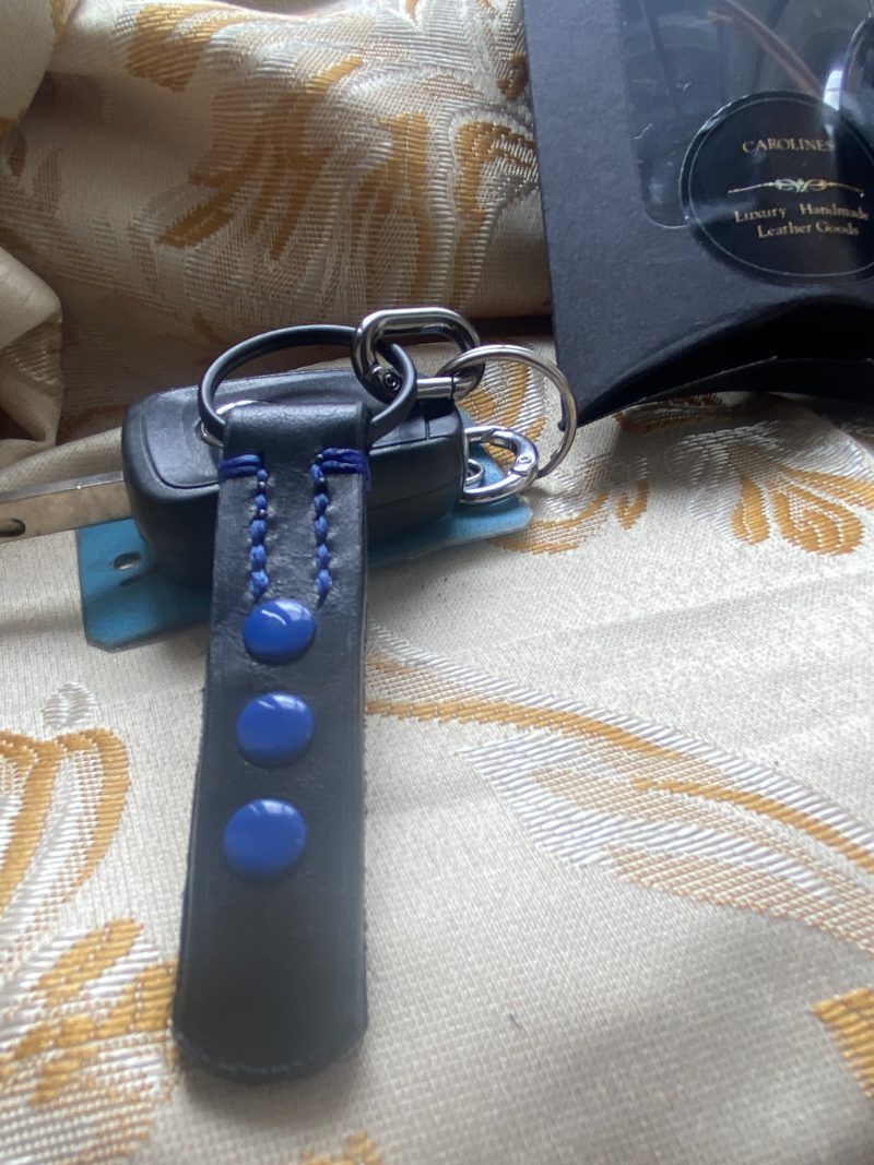 Fathers Day Football mad keyring gift. Bespoke Italian leather Handmade