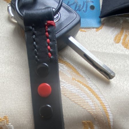 Fathers Day Football mad keyring gift. Bespoke Italian leather Handmade