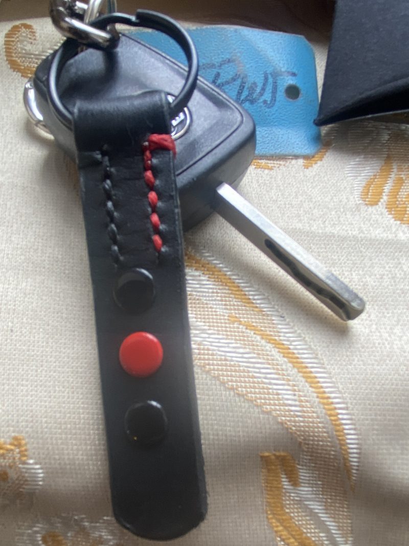 Fathers Day Football mad keyring gift. Bespoke Italian leather Handmade