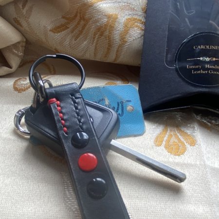 Fathers Day Football mad keyring gift. Bespoke Italian leather Handmade