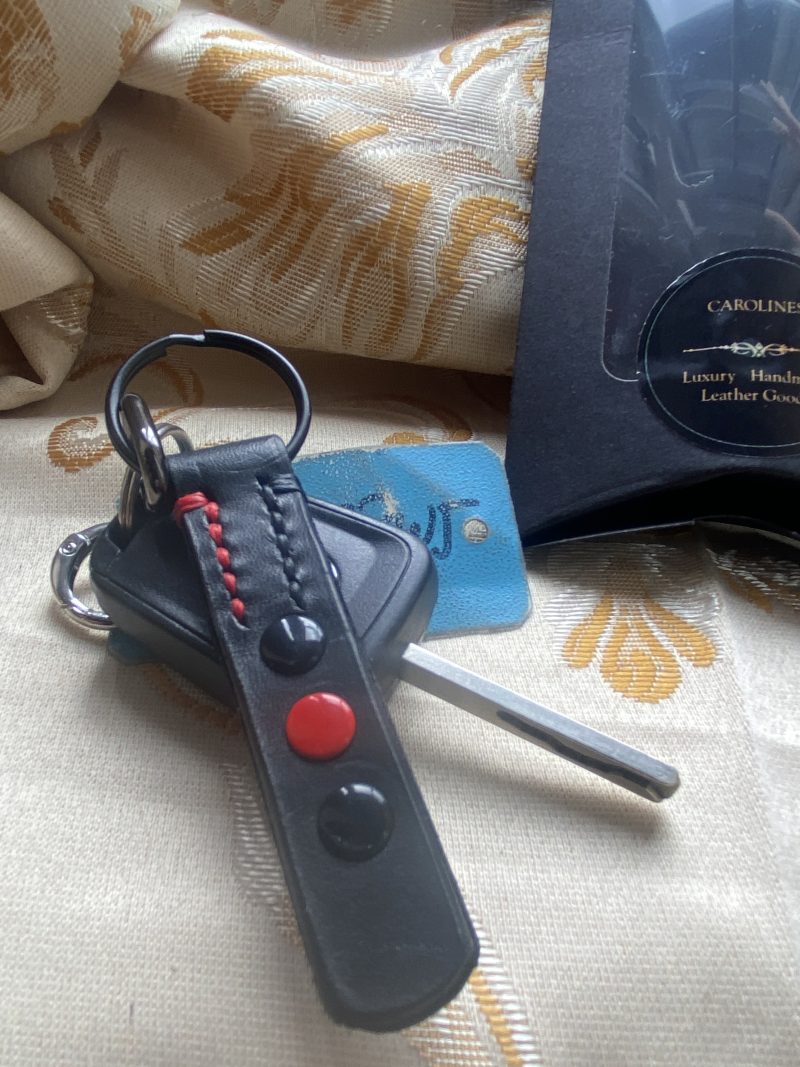 Fathers Day Football mad keyring gift. Bespoke Italian leather Handmade