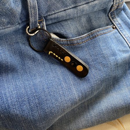 Fathers Day Football mad keyring gift. Bespoke Italian leather Handmade