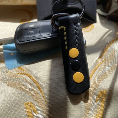Fathers Day Football mad keyring gift. Bespoke Italian leather Handmade