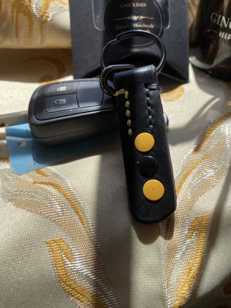 Fathers Day Football mad keyring gift. Bespoke Italian leather Handmade