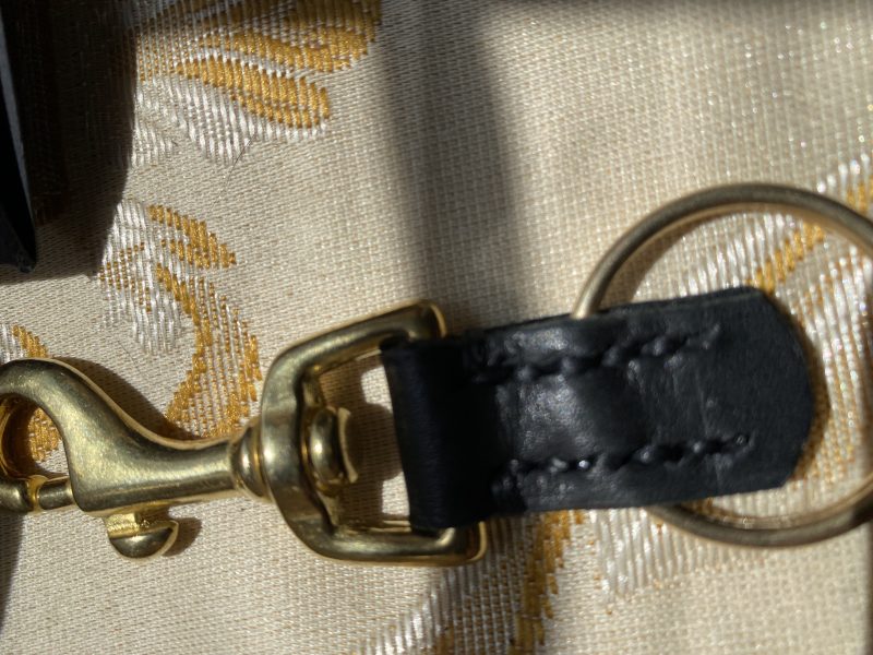 Fathers Day brass and leather keyring gift. Bespoke Italian leather Handmade