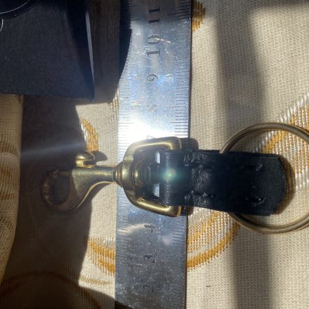 Fathers Day brass and leather keyring gift. Bespoke Italian leather Handmade