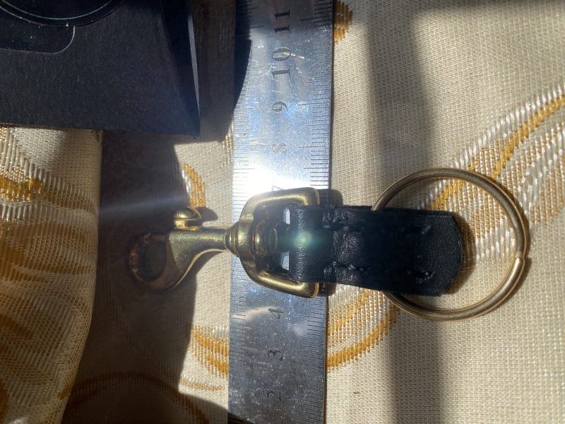 Fathers Day brass and leather keyring gift. Bespoke Italian leather Handmade