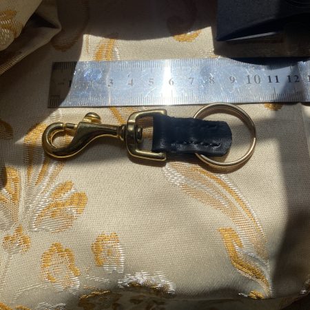Fathers Day brass and leather keyring gift. Bespoke Italian leather Handmade