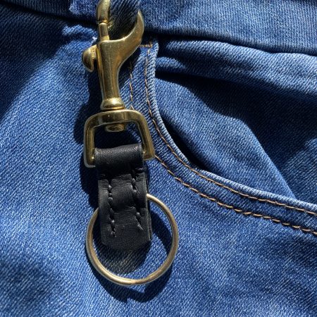 Fathers Day brass and leather keyring gift. Bespoke Italian leather Handmade