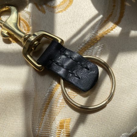 Fathers Day brass and leather keyring gift. Bespoke Italian leather Handmade