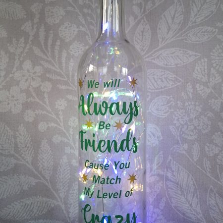 Best and Crazy Friend Wine Bottle Gift, with LED Light String