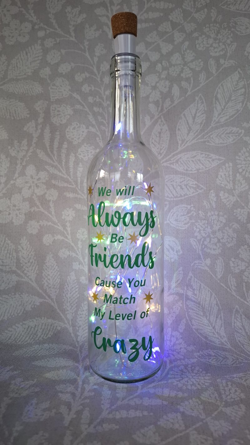Best and Crazy Friend Wine Bottle Gift, with LED Light String