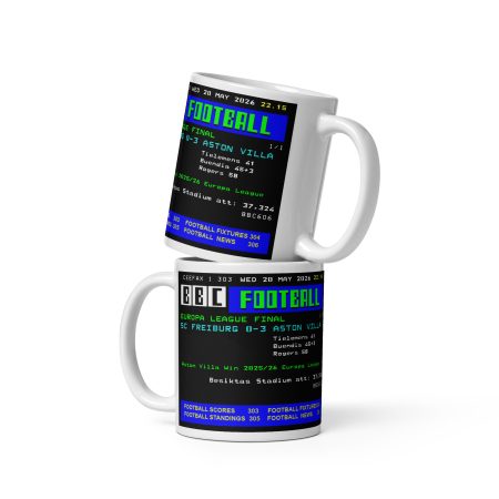 Aston Villa Europa League Final Win Mug, White Ceramic 11oz Made To Order Football Gift