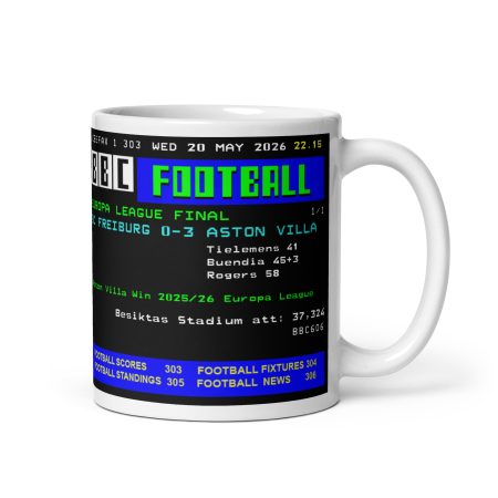 Aston Villa Europa League Final Win Mug, White Ceramic 11oz Made To Order Football Gift