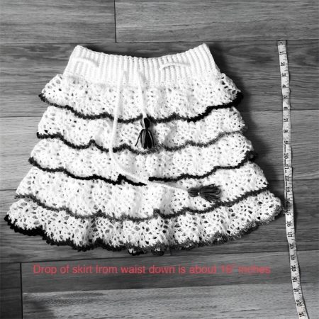 Handmade Crochet Ruffle Mini Skirt White Multicolour Boho Festival UK Size S