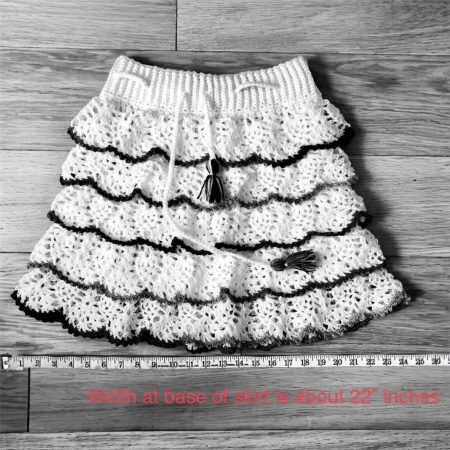 Handmade Crochet Ruffle Mini Skirt White Multicolour Boho Festival UK Size S