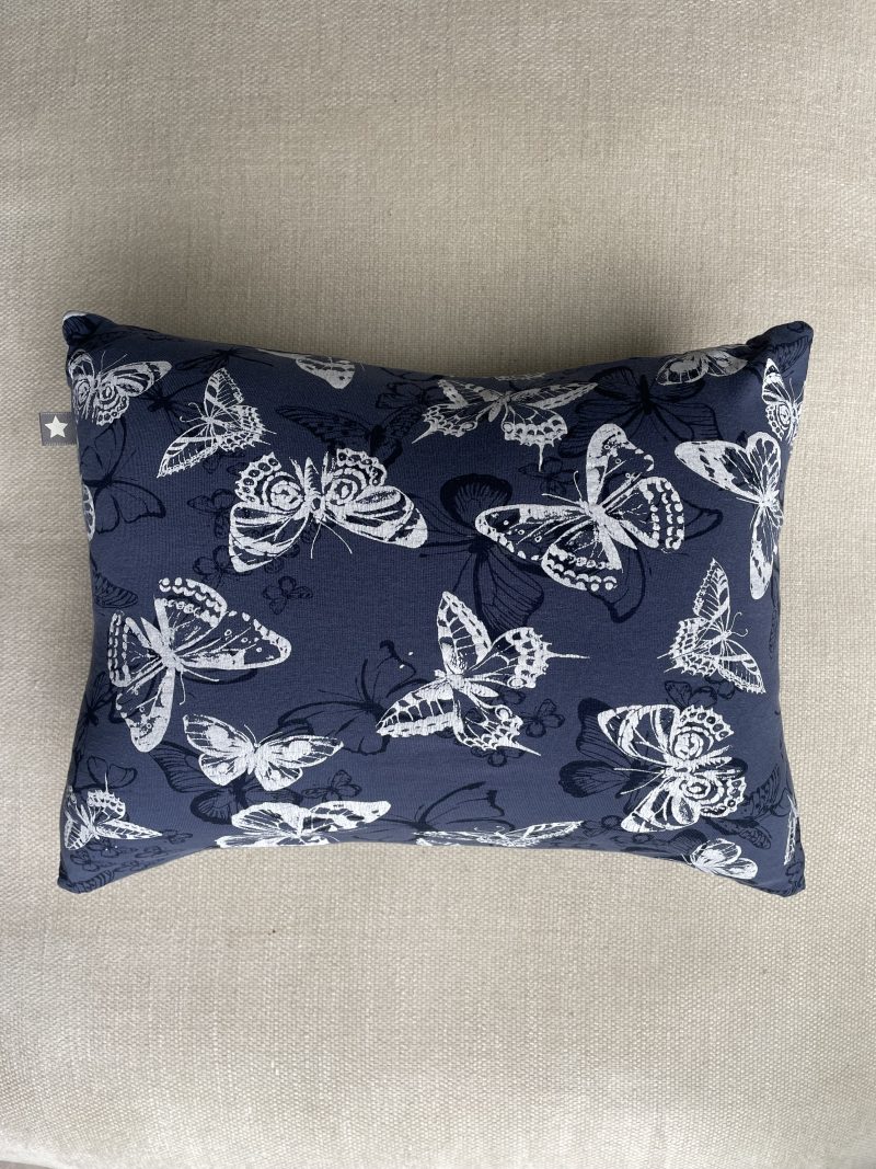 Mini pillow with removable cover (“Butterflies on Blue")