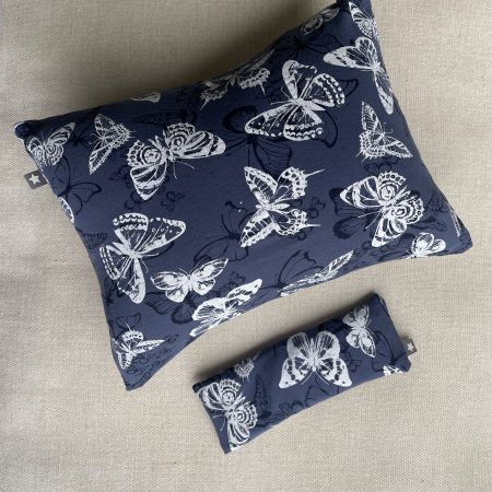 Mini pillow with removable cover (“Butterflies on Blue")