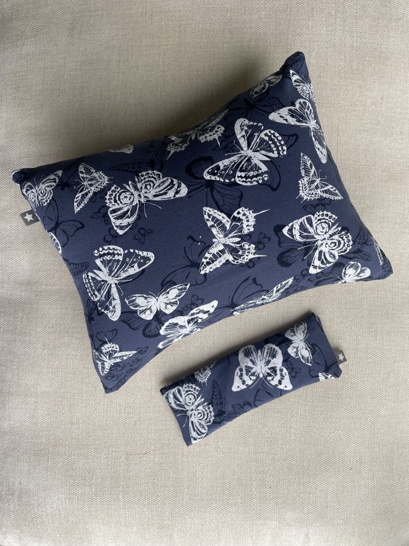Mini pillow with removable cover (“Butterflies on Blue")