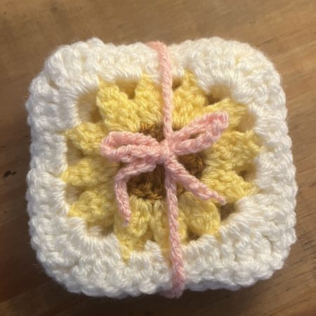 Crotchet sunflower coaster