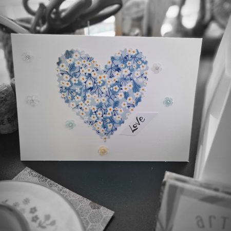 Handmade Fabric Heart Card, 21st Birthday Keepsake, Floral Liberty Print, Personalised daughter gift