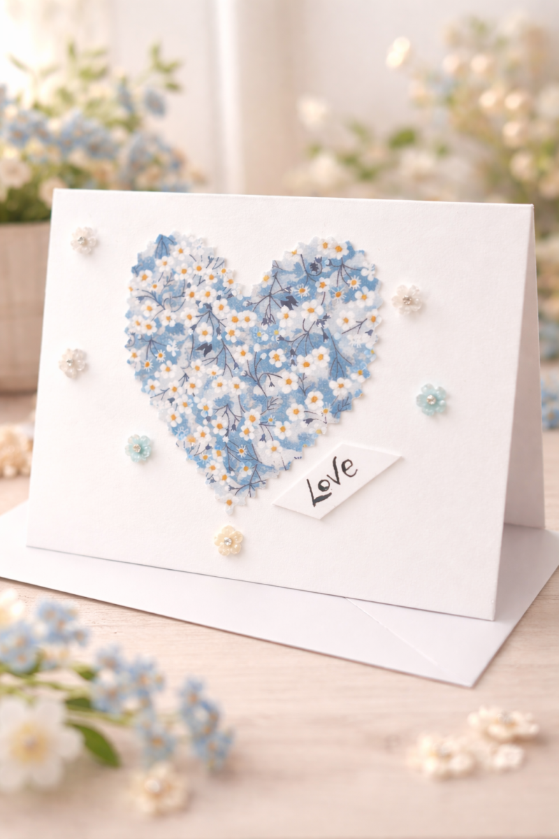 Handmade Fabric Heart Card, 21st Birthday Keepsake, Floral Liberty Print, Personalised daughter gift