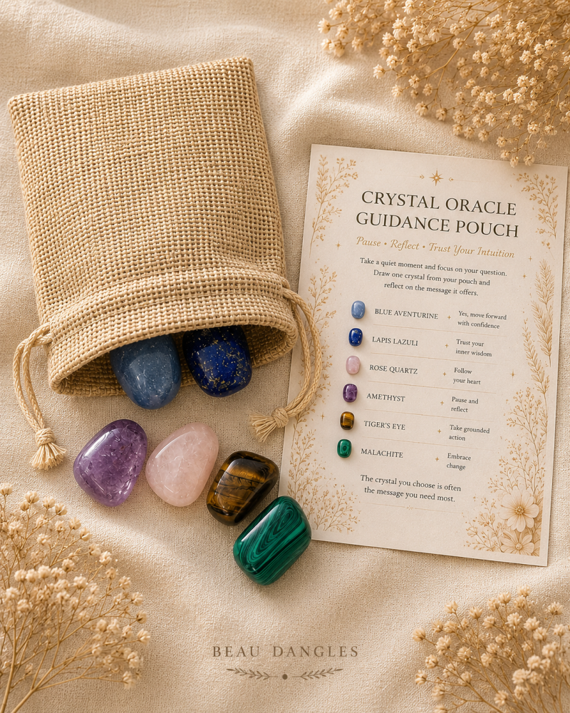 Crystal Oracle Guidance Pouch – Crystal Reflection & Intuition Gift Set