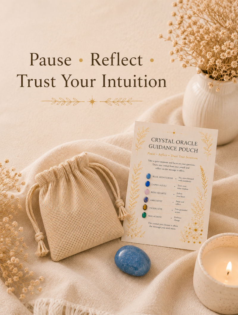 Crystal Oracle Guidance Pouch – Crystal Reflection & Intuition Gift Set