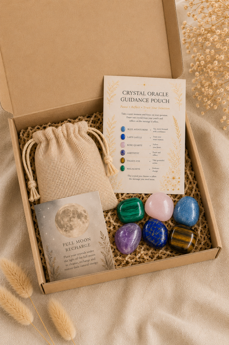 Crystal Oracle Guidance Pouch – Crystal Reflection & Intuition Gift Set