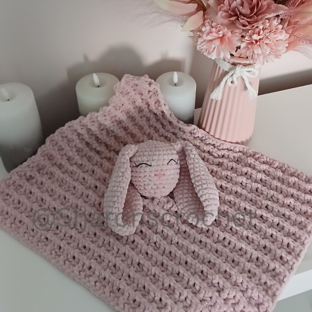 🐰✨ Handmade Crochet Plush Bunny Lovey Comforter ✨🐰