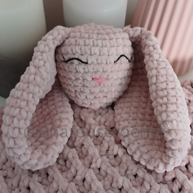 🐰✨ Handmade Crochet Plush Bunny Lovey Comforter ✨🐰