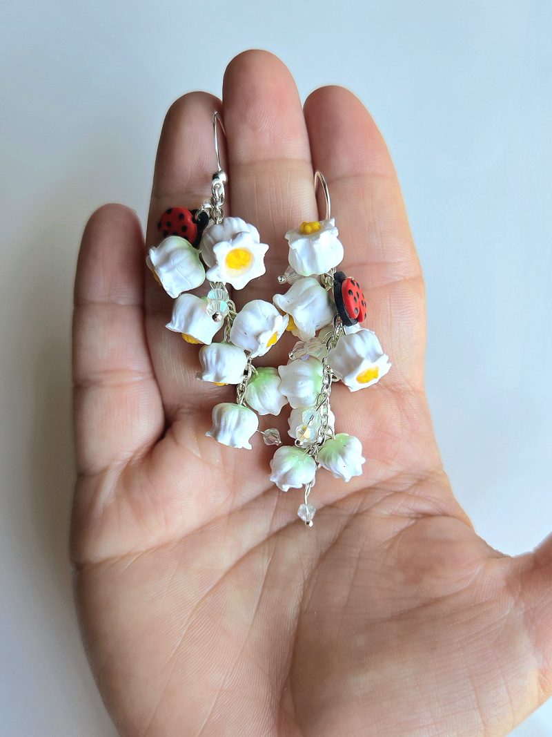 Polymer Clay Earrings Lily of the Valley