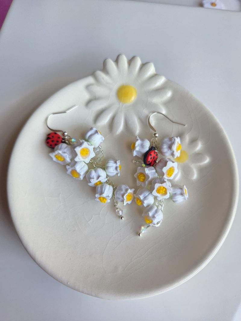 Polymer Clay Earrings Lily of the Valley