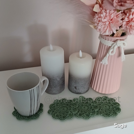 🧶 Handmade Crochet Cotton Coasters x4