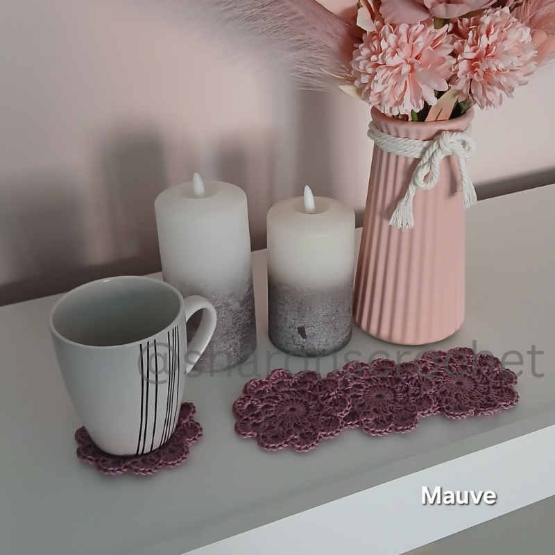 🧶 Handmade Crochet Cotton Coasters x4