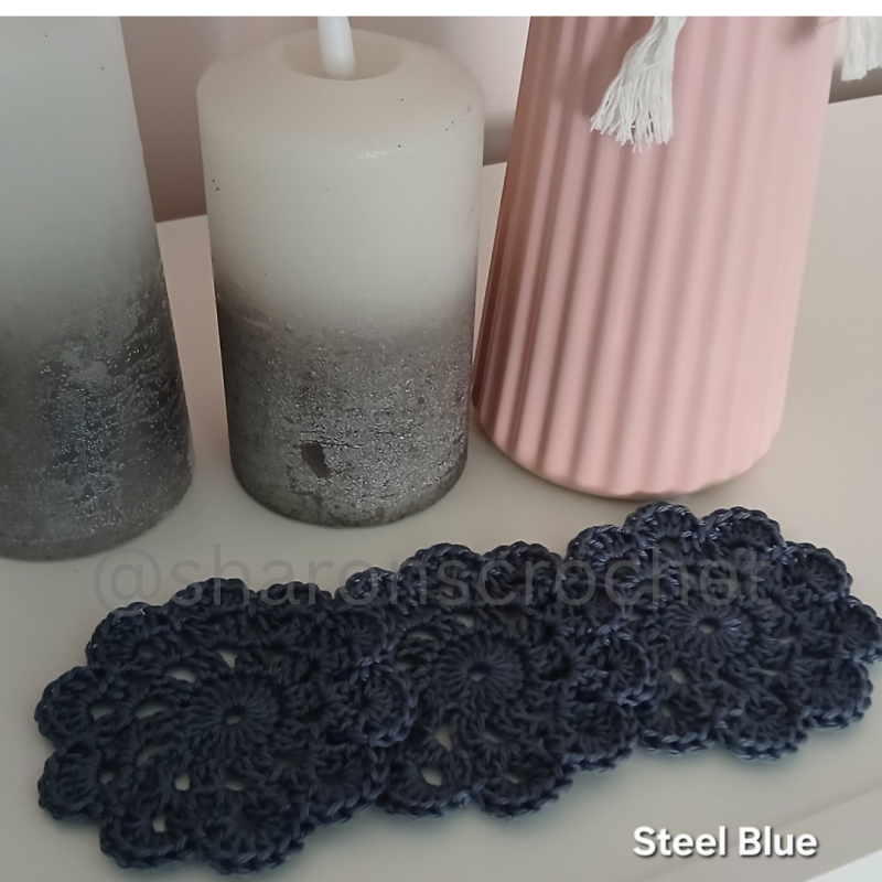 🧶 Handmade Crochet Cotton Coasters x4
