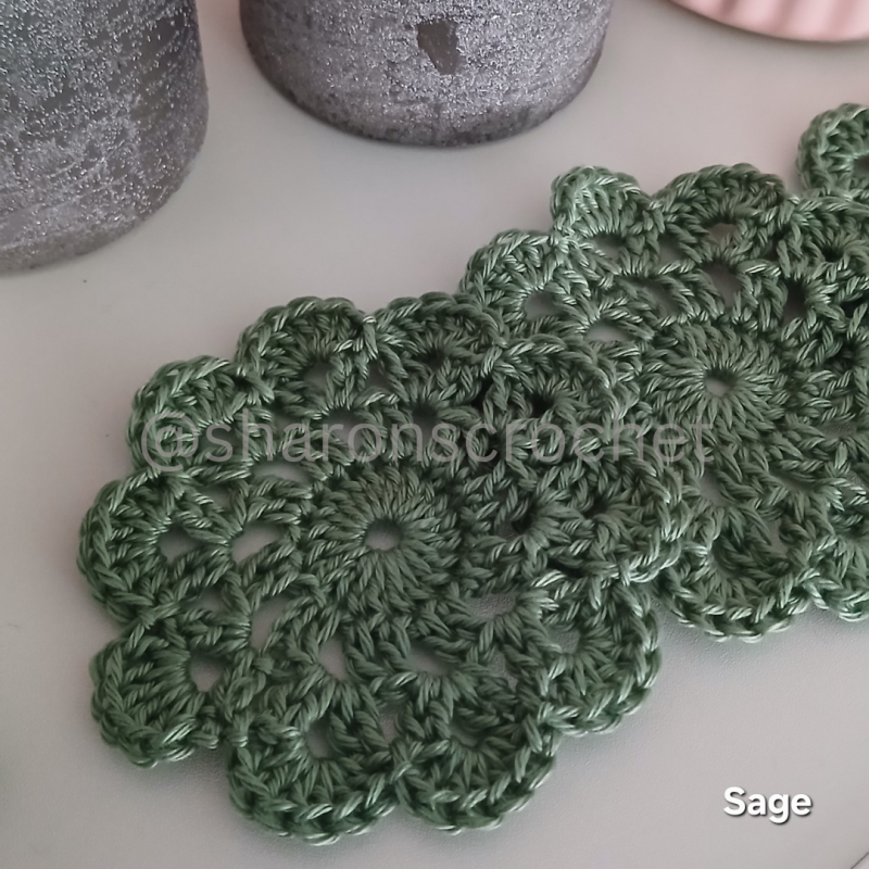 🧶 Handmade Crochet Cotton Coasters x4
