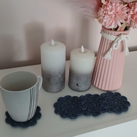 🧶 Handmade Crochet Cotton Coasters x4