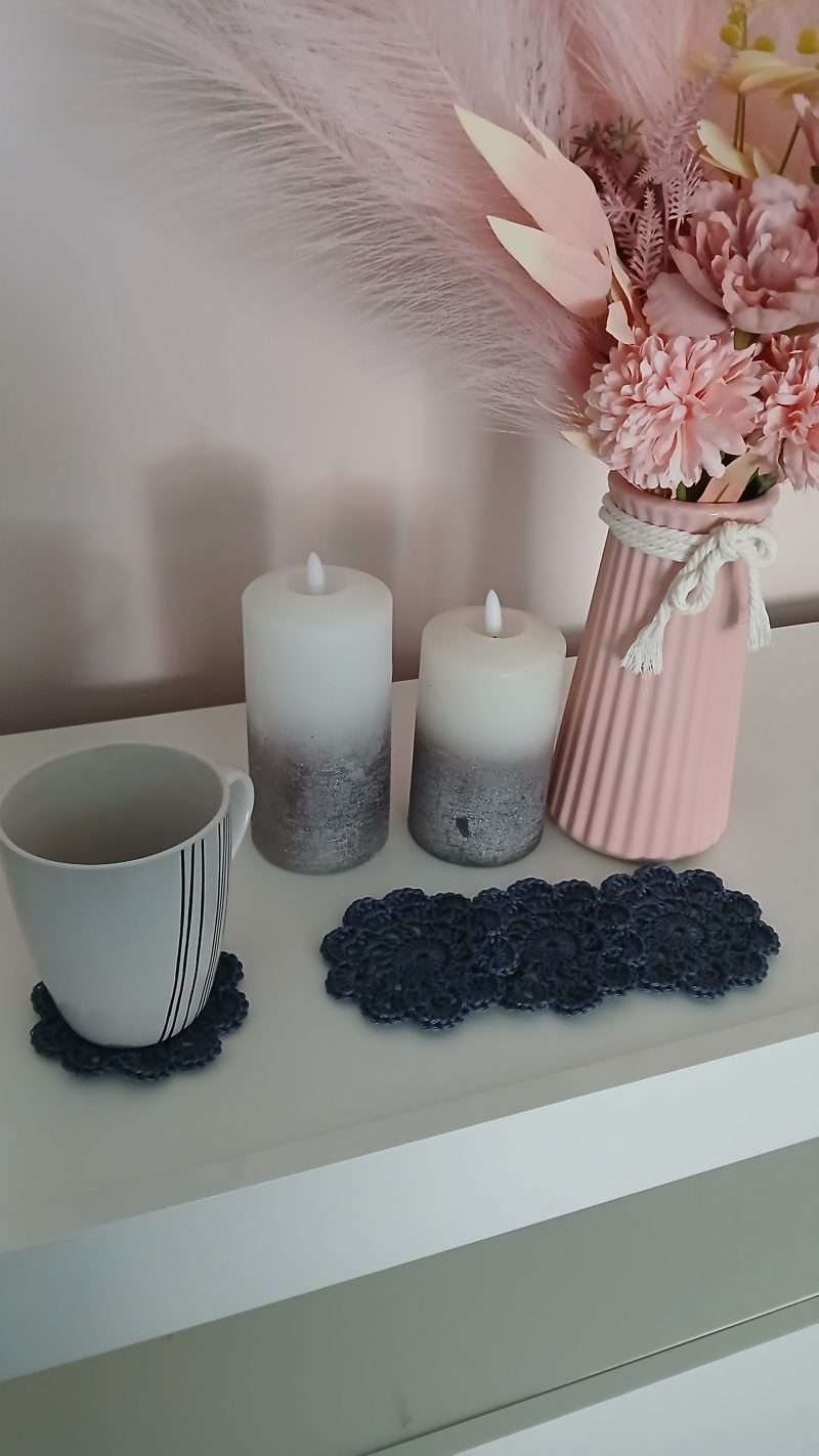 🧶 Handmade Crochet Cotton Coasters x4