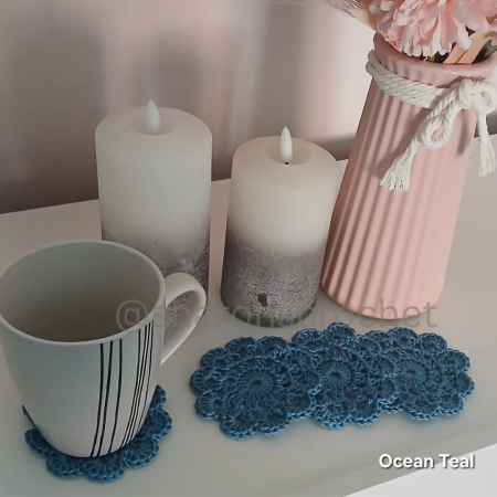 🧶 Handmade Crochet Cotton Coasters x4