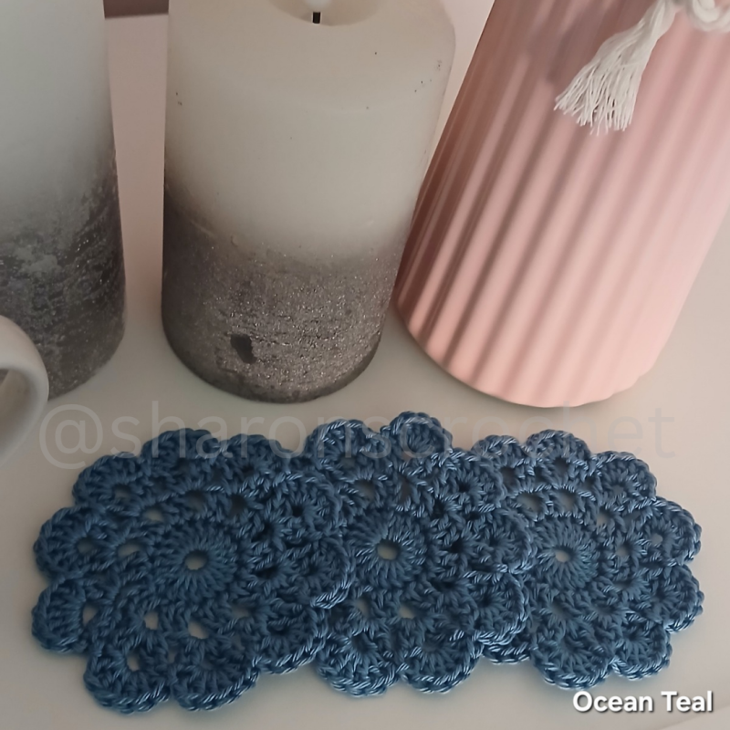 🧶 Handmade Crochet Cotton Coasters x4