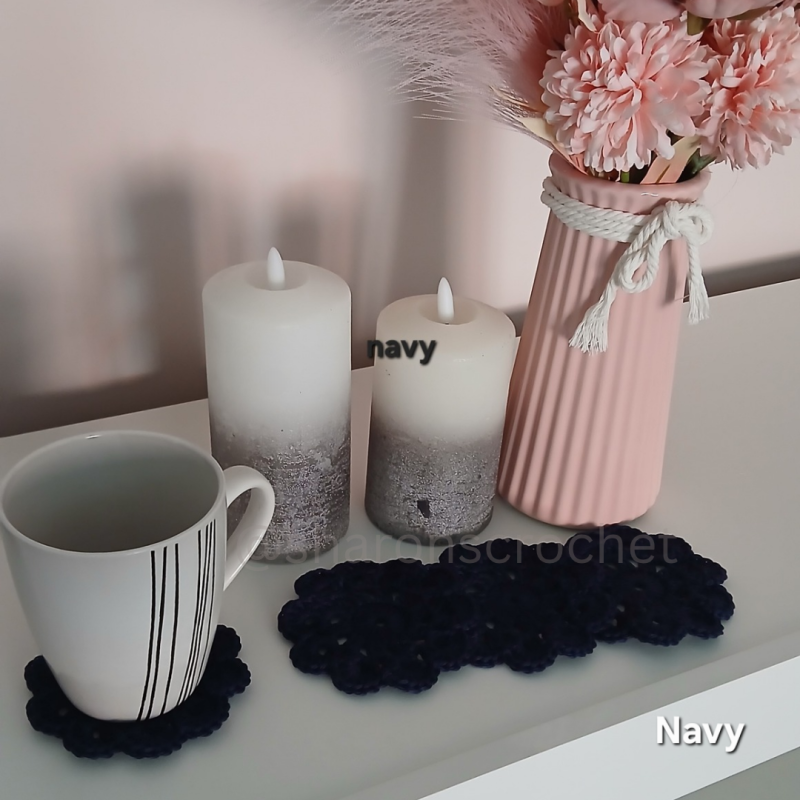 🧶 Handmade Crochet Cotton Coasters x4