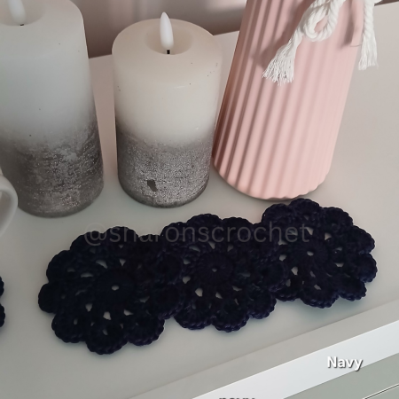 🧶 Handmade Crochet Cotton Coasters x4